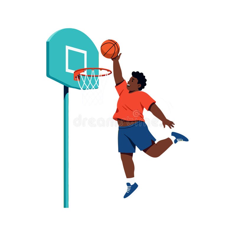 Joven dándose el baloncesto jugando al deporte en la ilustración del vector de la corte al aire libre stock de ilustración