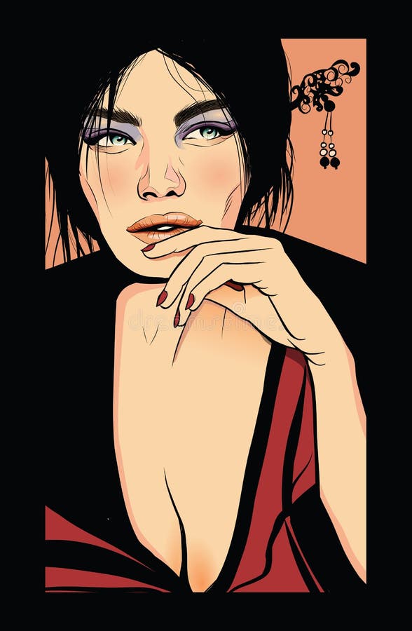 Joven mujer sexy o chica con cara bastante asiática ilustración del vector Joven mujer sexy o chica con cara bastante asiática ilustración del vector