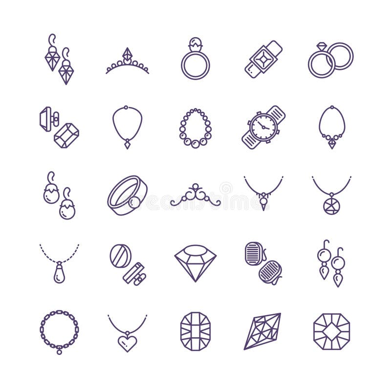 Joyería costosa del oro con la línea iconos del vector del diamante y símbolos de los accesorios de la boda ilustración del vector Joyería costosa del oro con la línea iconos del vector del diamante y símbolos de los accesorios de la boda ilustración del vector