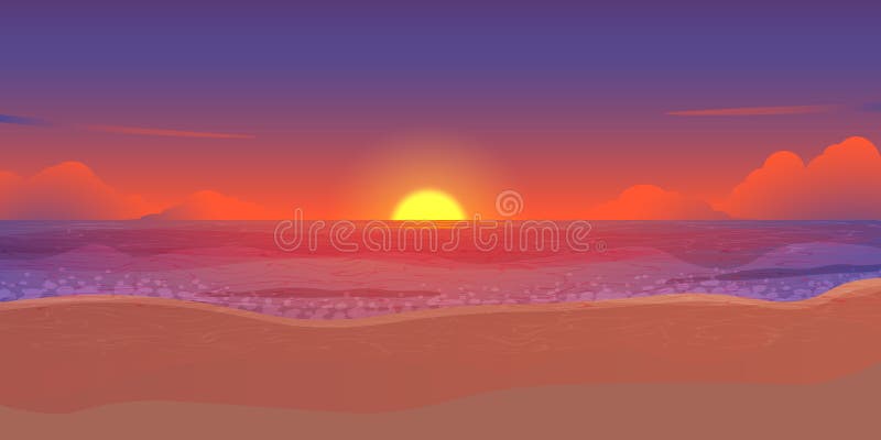Happy summer night party, sunset beach purple sky vector. Happy summer night party, sunset beach purple sky vector