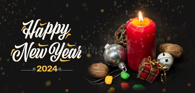 Joyeuse Nouvelle Année 2024 Thème Avec Bougie Rouge Et Thème De Noël Sur  Table Sombre Image stock - Image du noel, trame: 264964149