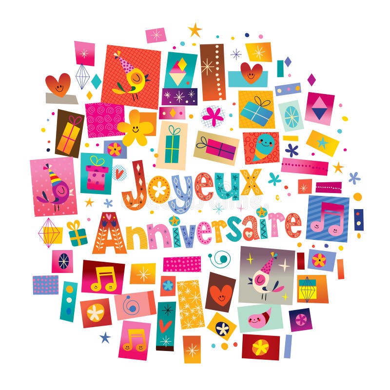 Joyeux Anniversaire De Joyeux Anniversaire En Francais Illustration De Vecteur Illustration Du Texte Etiquette