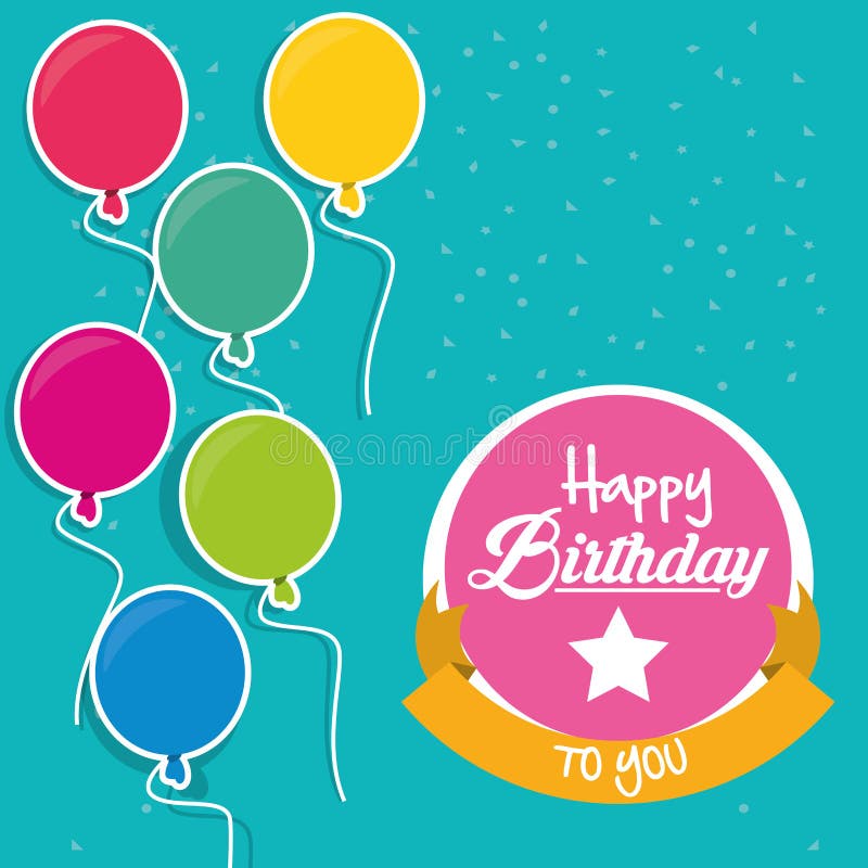 Joyeux anniversaire label volant de ballons illustration libre de droits Joyeux anniversaire label volant de ballons illustration libre de droits