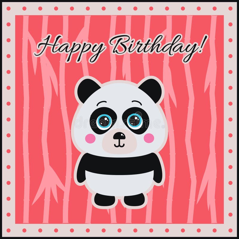 Joyeux Anniversaire ! Panda Sur Un Fond De Corail Illustration de