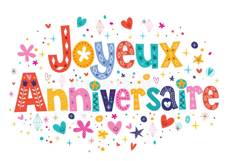 Joyeux Anniversaire с днем рождения в французской декоративной литерности бесплатная иллюстрация