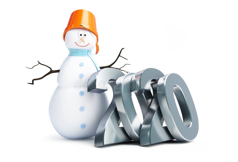 Joyeux bonhomme de neige de la bonne année 2020 sur une illustration blanche du fond 3D, rendu 3D illustration libre de droits Joyeux bonhomme de neige de la bonne année 2020 sur une illustration blanche du fond 3D, rendu 3D illustration libre de droits