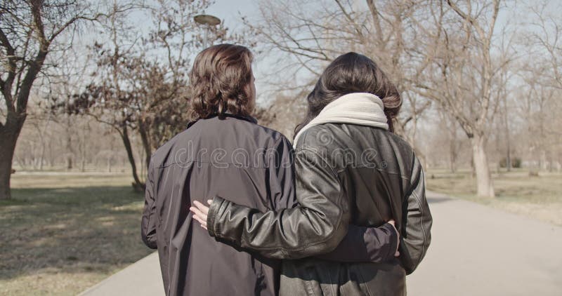Joyeux couple amoureux Profitez d'une journée ensoleillée d'hiver dans le parc clips vidéos