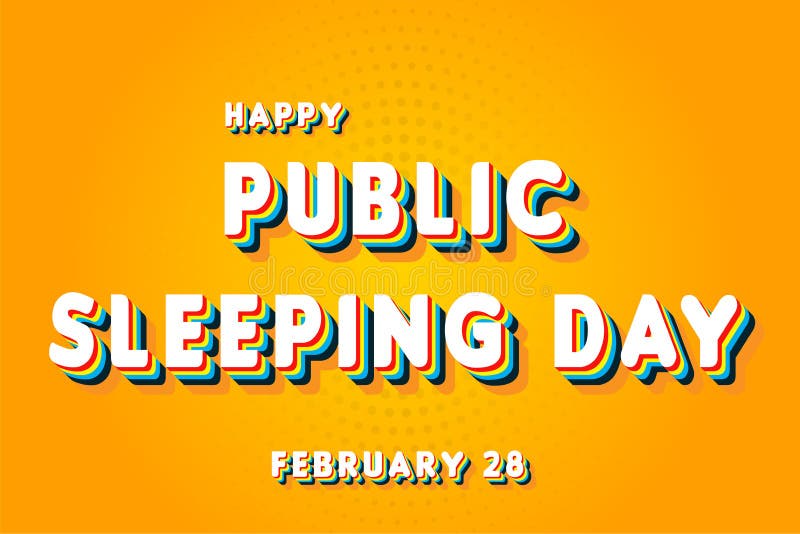 Joyeux jour de sommeil public 28 février. calendrier de février rétro effet de texte conception vectorielle