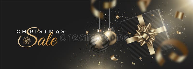 Joyeux Nouvel An et joyeux bannière de Noël avec des boules et des cadeaux, teintée sur fond sombre Saison hiver illustration de vecteur Joyeux Nouvel An et joyeux bannière de Noël avec des boules et des cadeaux, teintée sur fond sombre Saison hiver illustration de vecteur