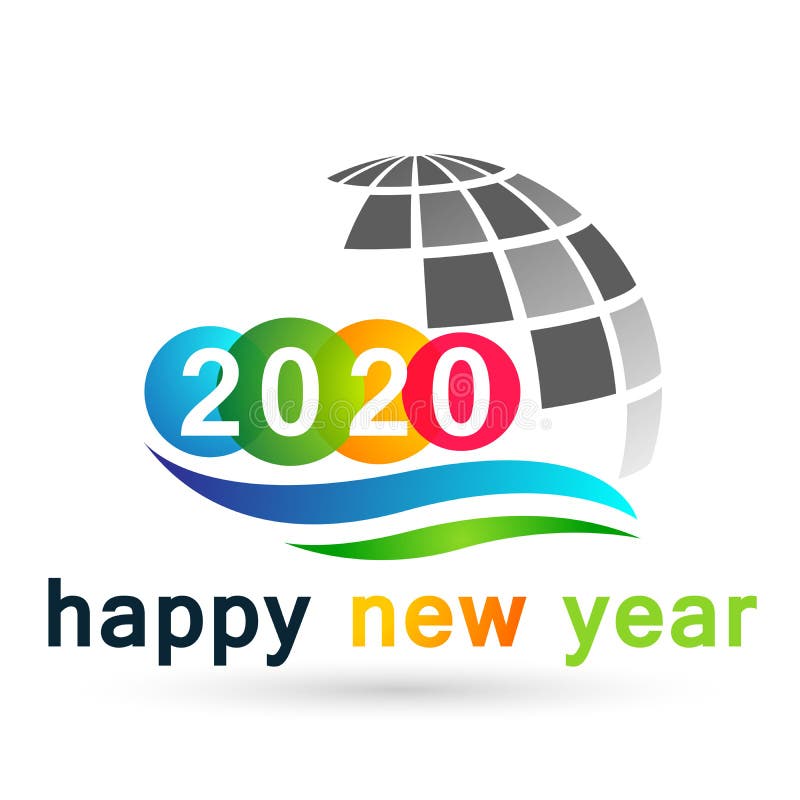 Joyeux Nouvel An 2020 pour la carte du monde et le design coloré de texte de salutation en couleur sur fond blanc illustration libre de droits Joyeux Nouvel An 2020 pour la carte du monde et le design coloré de texte de salutation en couleur sur fond blanc illustration libre de droits