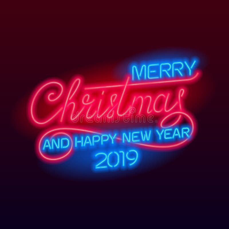 Joyeux Noël et bonne année 2019 marquant avec des lettres illustration stock Joyeux Noël et bonne année 2019 marquant avec des lettres illustration stock