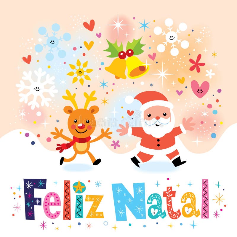 Merry Christmas Feliz Natal - portuguese - Portuguese retro greeting card. Merry Christmas Feliz Natal - portuguese - Portuguese retro greeting card