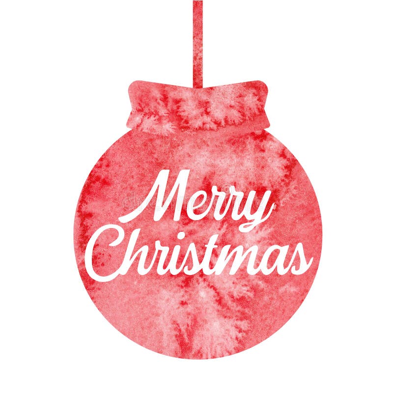 Joyeux Noël Salutation de la carte de Noël avec la boule rouge de Noël watercolor photo stock Joyeux Noël Salutation de la carte de Noël avec la boule rouge de Noël watercolor photo stock