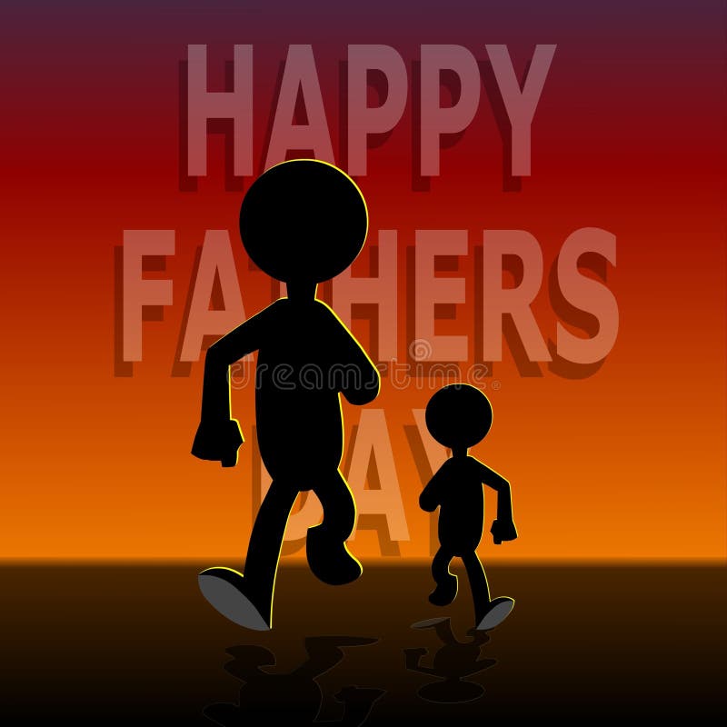 A silhouette of an adult and a child holding hands is prominent against a sunset background with the words "HAPPY FATHERS DAY". The figures appear to be walking with a reflection on the surface beneath them, creating a heartfelt scene. A silhouette of an adult and a child holding hands is prominent against a sunset background with the words "HAPPY FATHERS DAY". The figures appear to be walking with a reflection on the surface beneath them, creating a heartfelt scene.