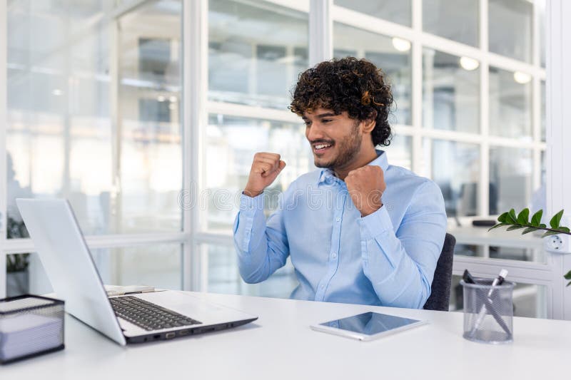 Successful Professional Celebrating a Victory at Work Stock Image ...