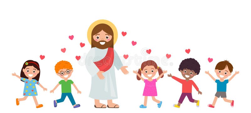 Joyful Children Follow Jesus Christ. the Concept of Sunday School and  Religious Education Stock Vector - Illustration of church, messiah:  227110330