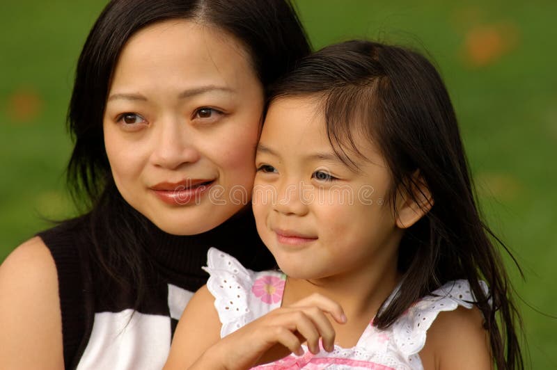 Joyful girl and her mom