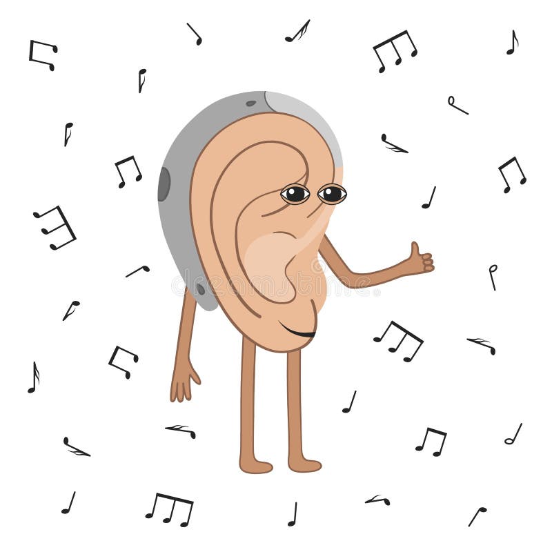Joyful Human Ear Listening To Music with Hearing Aid. Cartoon Stock Vector - Illustration of deafaid, communication: 136599918 Joyful Human Ear Listening To Music with Hearing Aid. Cartoon Stock Vector - Illustration of deafaid, communication: 136599918