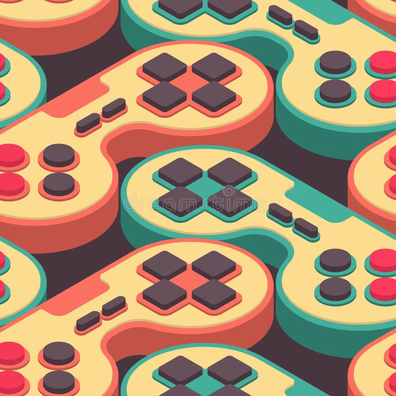 Joystick retro seamless pattern. Gampad Game console 8 bit stock illustration Joystick retro seamless pattern. Gampad Game console 8 bit stock illustration