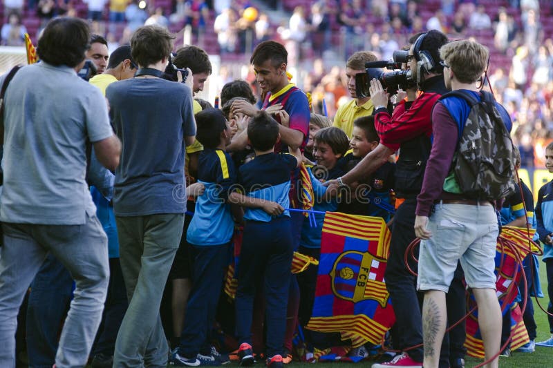 JR presentación oficial de Neymar como jugador del FC Barcelona imagen de archivo JR presentación oficial de Neymar como jugador del FC Barcelona imagen de archivo