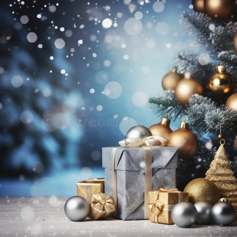 Jristmas banner med julprydnader generativeai stock illustrationer