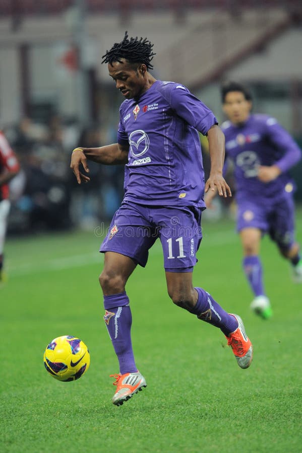 Milan  Italy, 11 November 2012, `G.MEAZZA SAN SIRO ` Stadium, Serious Football Championship A 2012/2013, AC Milan - AC Fiorentina   : Juan Cuadrado in action during the match. Milan  Italy, 11 November 2012, `G.MEAZZA SAN SIRO ` Stadium, Serious Football Championship A 2012/2013, AC Milan - AC Fiorentina   : Juan Cuadrado in action during the match