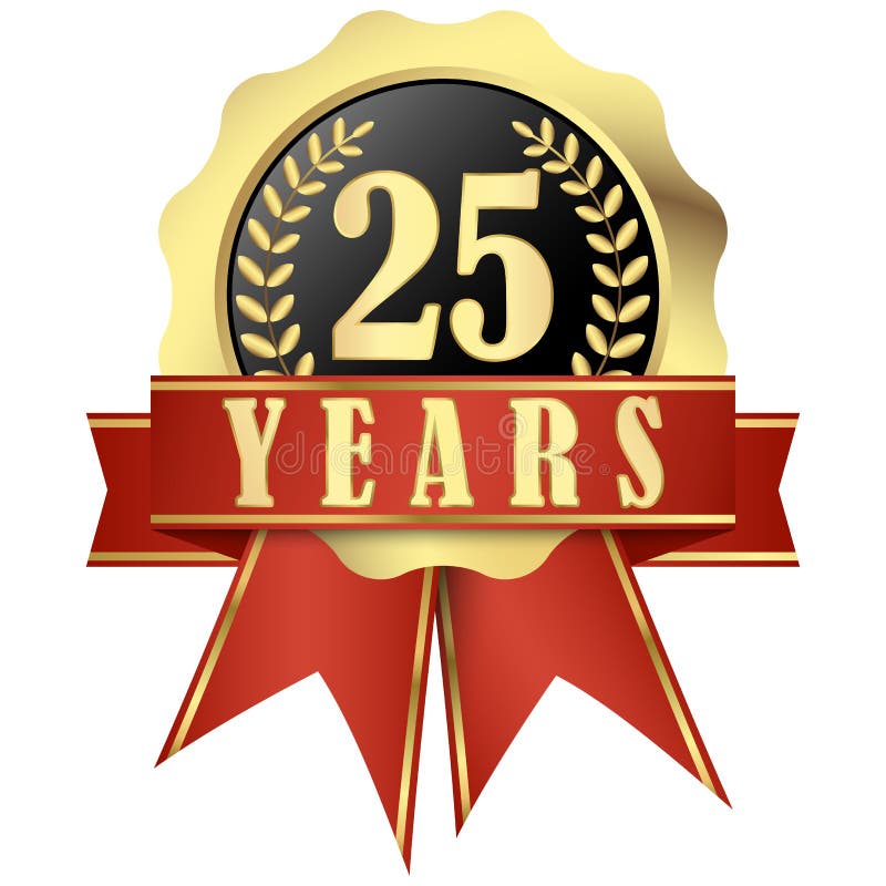 Jubilee Button With Banner And Ribbons For 25 Years Stock Jubilee Button With Banner And Ribbons For 25 Years Stock