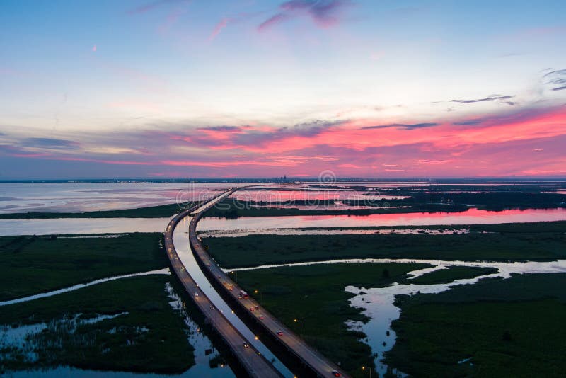 Jubilee Parkway on Mobile Bay at Sunset from Daphne, Alabama Stock Photo Image of alabama