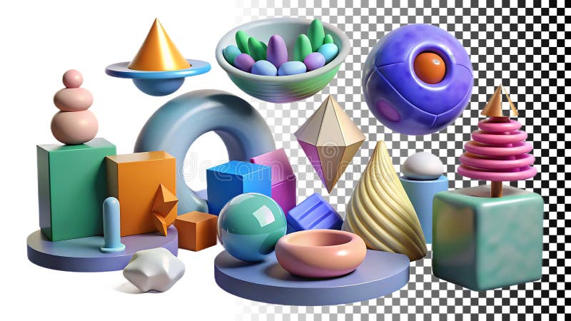 Jucăușă abstractă compoziție geometrică png imagine transparentă Generative AI royalty free illustration