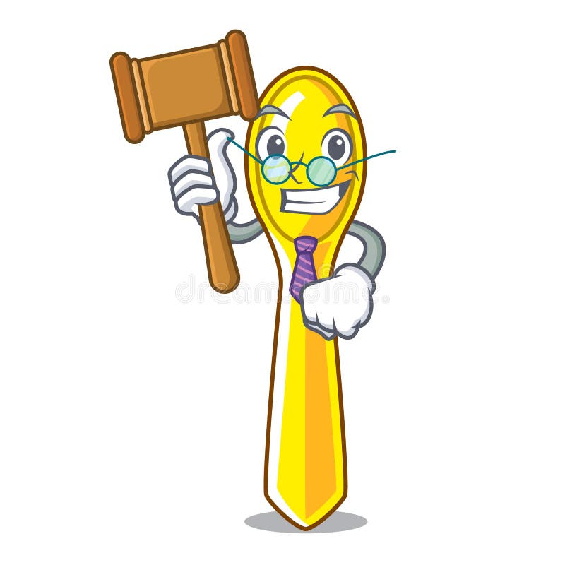 Judec lingura de plastic izolată pe mascota royalty free illustration