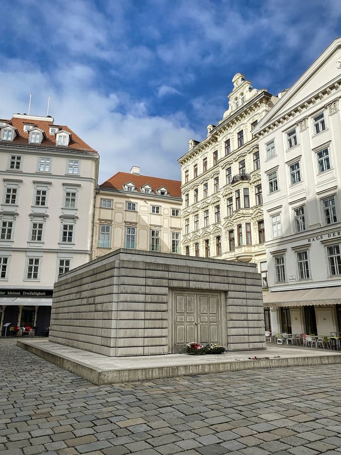 Judenplatz With Holocaust Memorial. Vienna, Austria - February 6, 2020: Judenplatz in central Vienna with Holocaust Memorial, also known as the nameless library royalty free stock photography Judenplatz With Holocaust Memorial. Vienna, Austria - February 6, 2020: Judenplatz in central Vienna with Holocaust Memorial, also known as the nameless library royalty free stock photography