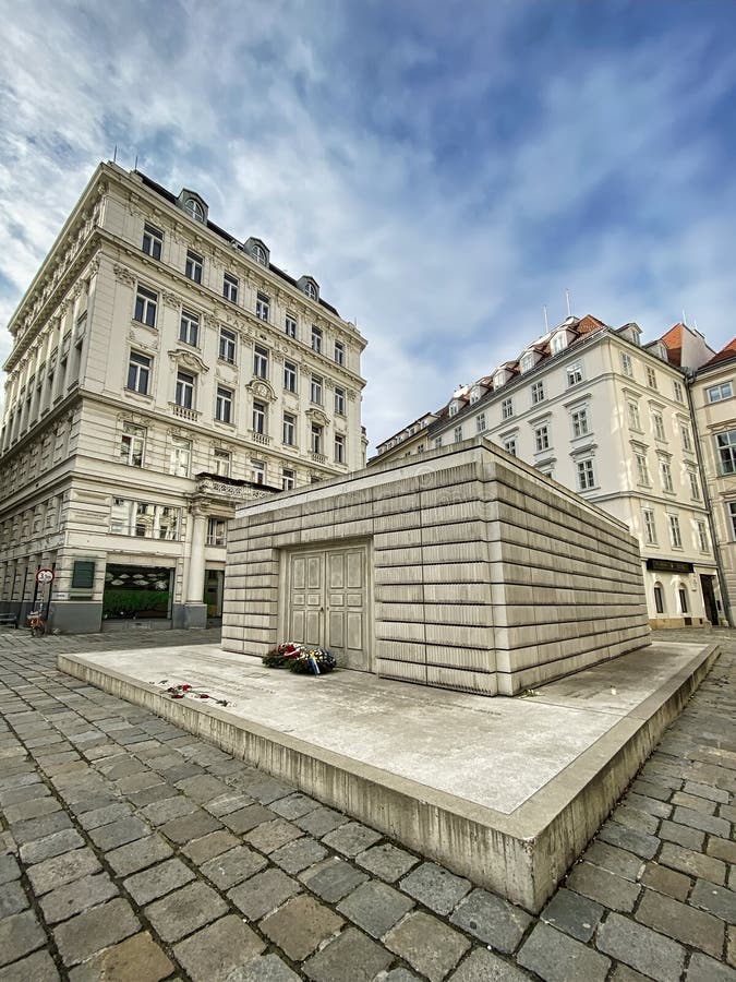 Judenplatz With Holocaust Memorial. Vienna, Austria - February 6, 2020: Judenplatz in central Vienna with Holocaust Memorial, also known as the nameless library royalty free stock image Judenplatz With Holocaust Memorial. Vienna, Austria - February 6, 2020: Judenplatz in central Vienna with Holocaust Memorial, also known as the nameless library royalty free stock image