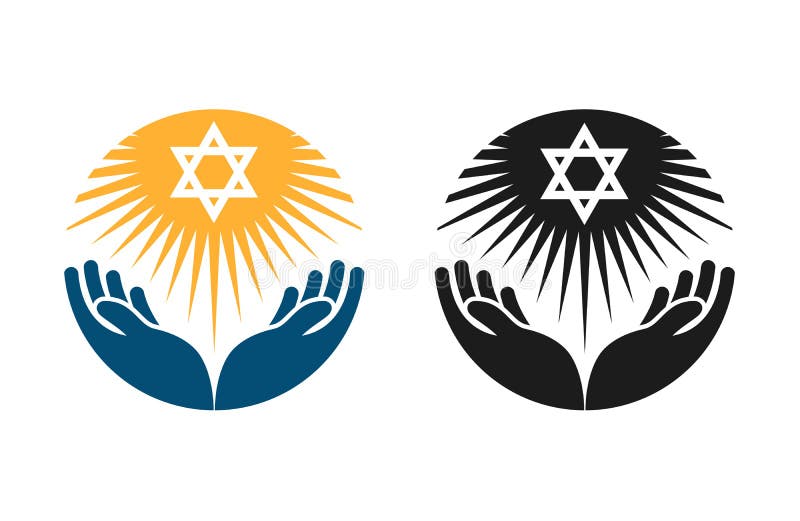 Judentumsvektorlogo Davidsstern oder Religionsikone vektor abbildung