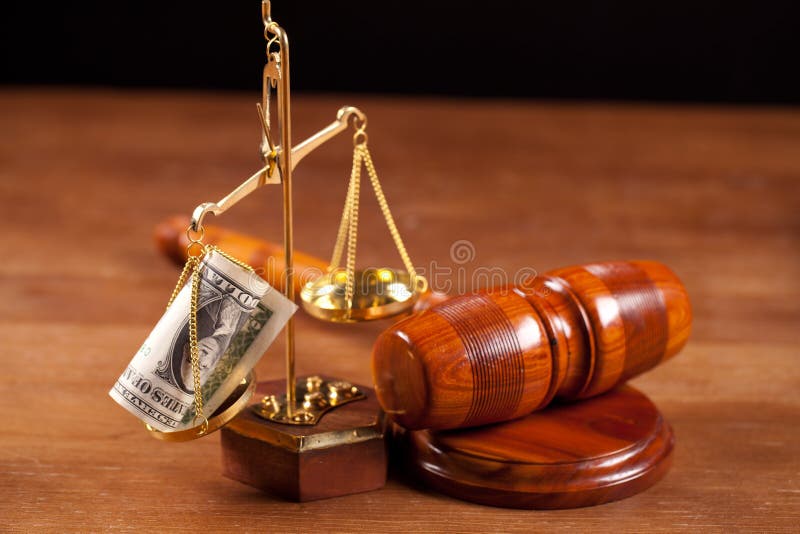 Judge gavel and balance stock image
