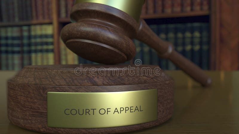 Judge`s gavel hitting the block with COURT OF APPEAL inscription. 3D rendering stock illustration Judge`s gavel hitting the block with COURT OF APPEAL inscription. 3D rendering stock illustration