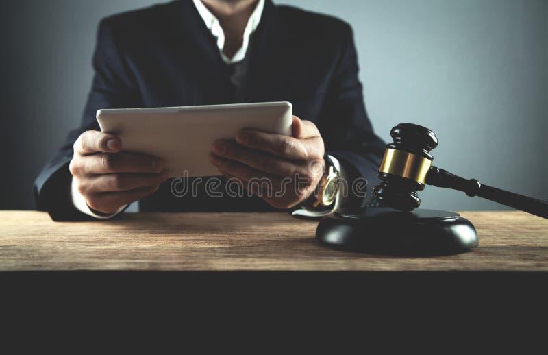 Judge Using Digital Tablet. Law and Justice Stock Image Image of