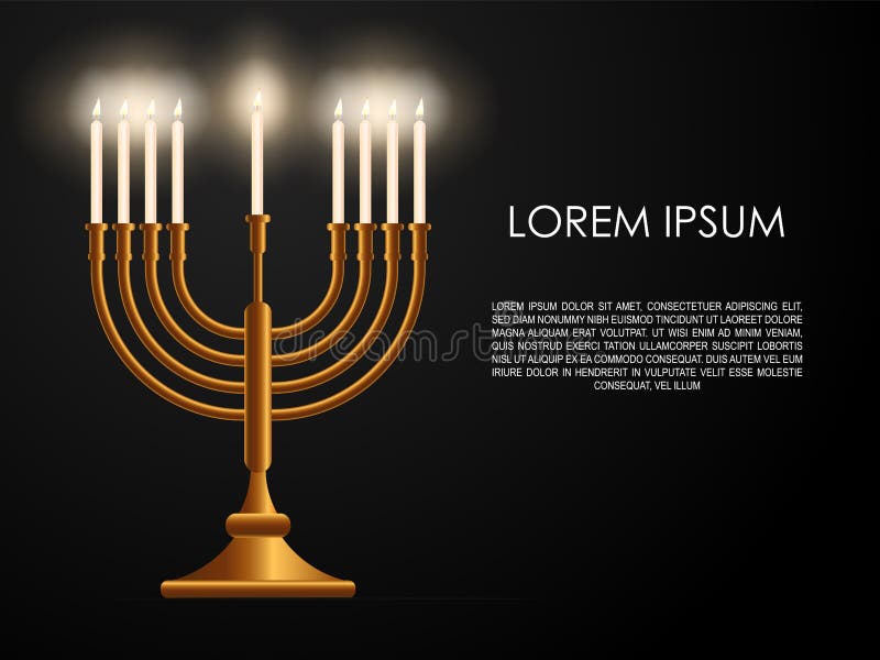 Judisk åttonde bakgrund för dagferieChanukkah, realistisk menora (traditionella kandelaber), brännande stearinljus, suddighetseff royaltyfri illustrationer Judisk åttonde bakgrund för dagferieChanukkah, realistisk menora (traditionella kandelaber), brännande stearinljus, suddighetseff royaltyfri illustrationer