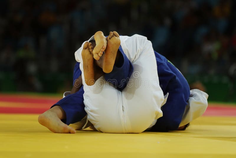 Judoka Fighters during Fight in Judo Competitions Editorial Photography