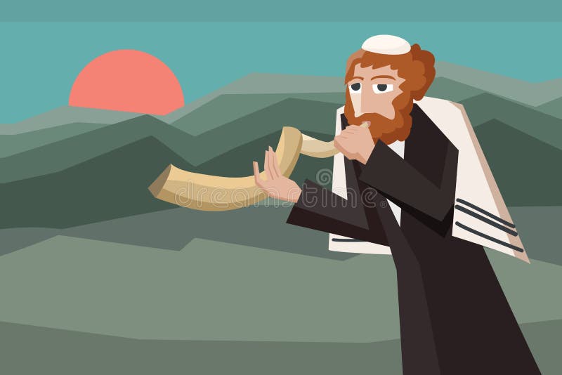 Judío que sopla el shofar libre illustration Judío que sopla el shofar libre illustration