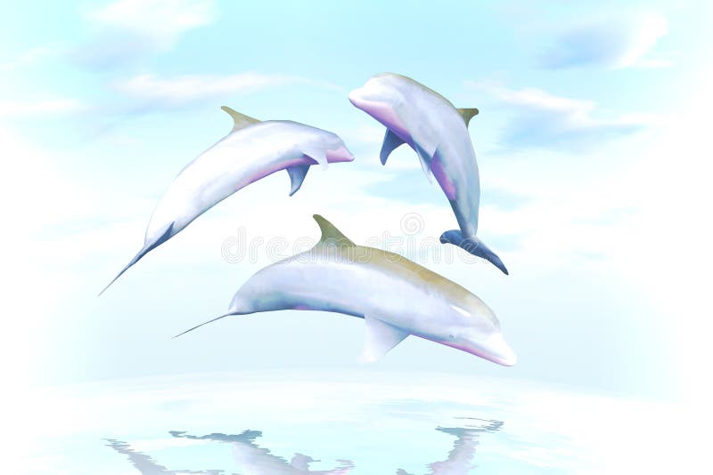 Juego alegre, la familia de delfínes contra olas oceánicas stock de ilustración Juego alegre, la familia de delfínes contra olas oceánicas stock de ilustración