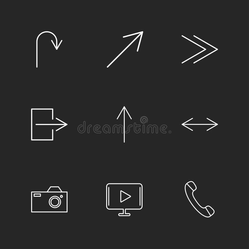 Juego, cámara, llamada, flechas, direcciones, avatar, transferencia directa stock de ilustración