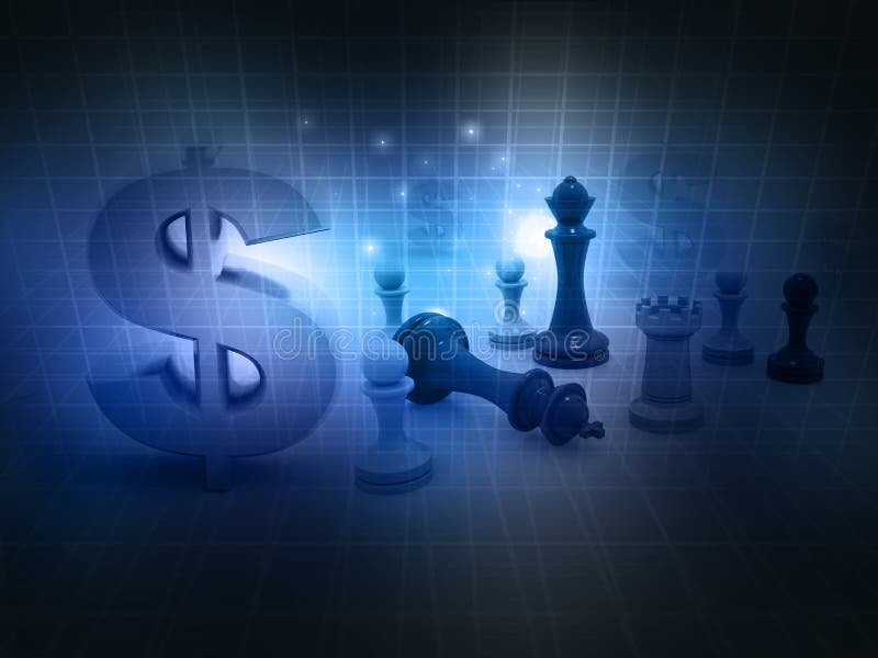 Juego de ajedrez y muestra de dólar imagenes de archivo Juego de ajedrez y muestra de dólar imagenes de archivo