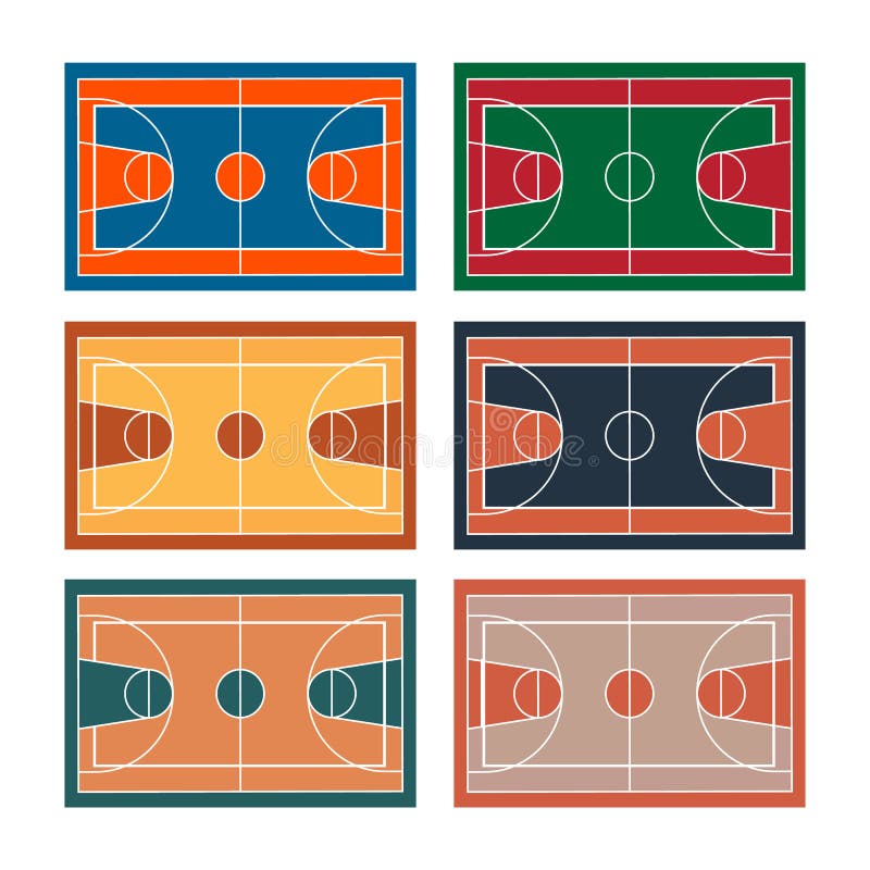 Juego De Canchas De Baloncesto En Diferentes Colores Aislados Sobre Fondo  Blanco. Ilustración del Vector - Ilustración de aislado, perspectiva:  218312285