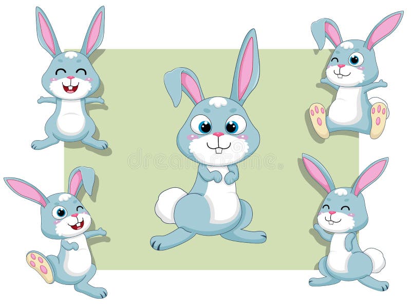 Juego De Caracteres De Dibujos Animados De Conejos Simples Ilustración  Vectorial Con Animal Feliz De Dibujos Animados Ilustración del Vector -  Ilustración de cara, tarjeta: 173076448