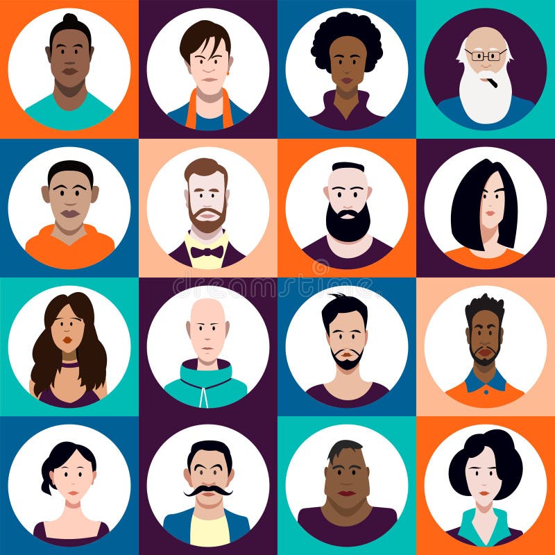 Juego de caracteres de la gente. Un sistema de gente de diversos sexos, diversas edades, diversas razas