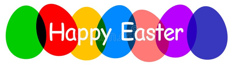 Juego de coloridos huevos de Pascua con texto Feliz Pascua libre illustration