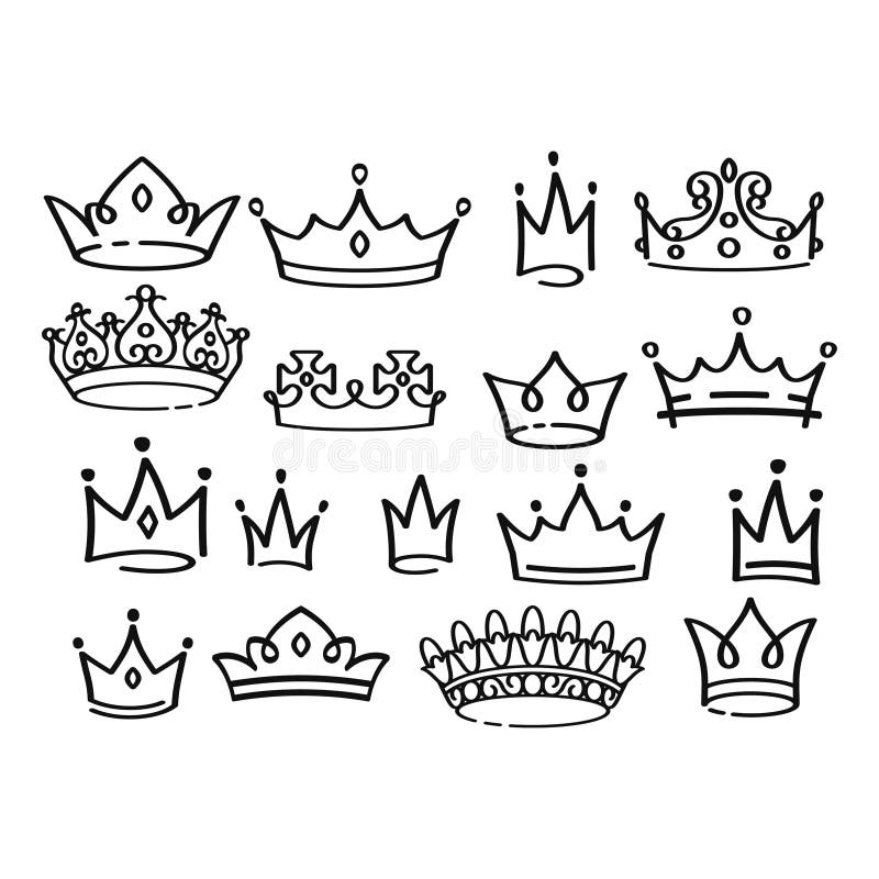 Juego De Coronas Para El Rey Y La Reina Ilustración del Vector -  Ilustración de imperial, aislado: 225539119