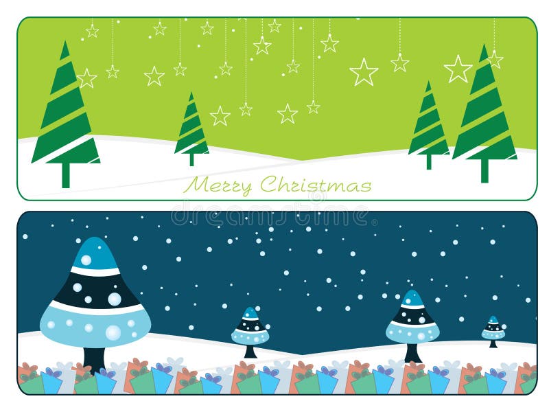 Juego de dos alegres pancartas de Navidad stock de ilustración