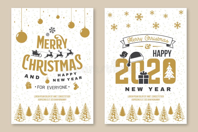 Juego de Feliz Navidad y tarjetas de felicitación de Feliz Año Nuevo 2020 Set de citas con copos de nieve, santa claus, regalo stock de ilustración Juego de Feliz Navidad y tarjetas de felicitación de Feliz Año Nuevo 2020 Set de citas con copos de nieve, santa claus, regalo stock de ilustración