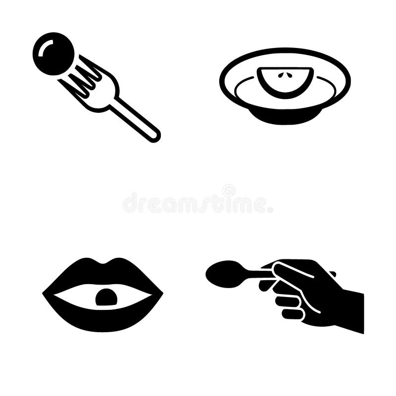 Juego de iconos de vectores de consumo deliberado y de alimentación stock de ilustración